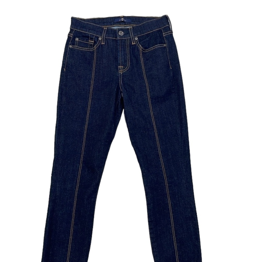 7 For All Mankind Jeans Womens 25 Blue Ankle Gwenevere Skinny Front Seam Denim - Picture 2 of 14